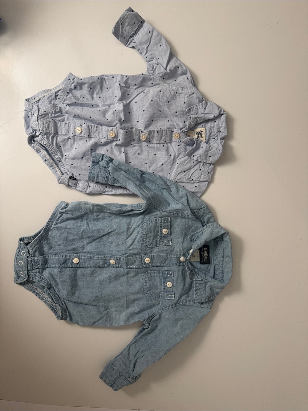 OshKosh B'gosh Denim-Look Baby Button-Up Onesie - Light Blue